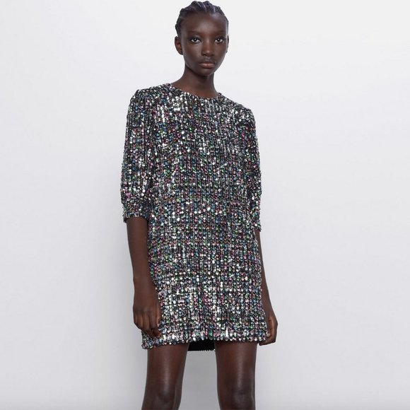 **NWT ZARA SEQUIN MINI DRESS HOLIDAY BLING**  SOLD OUT & RARE! Gorgeous!! - Picture 1 of 5